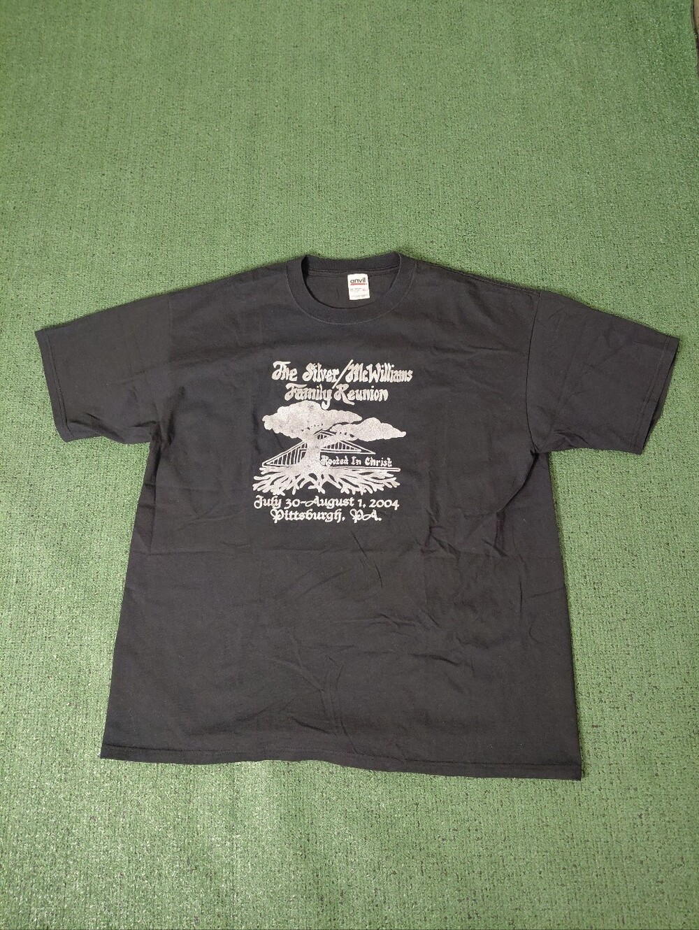 Vintage 2004 Family Reunion Pittsburgh Pennsylvania Y2K Black T Shirt Sz XL